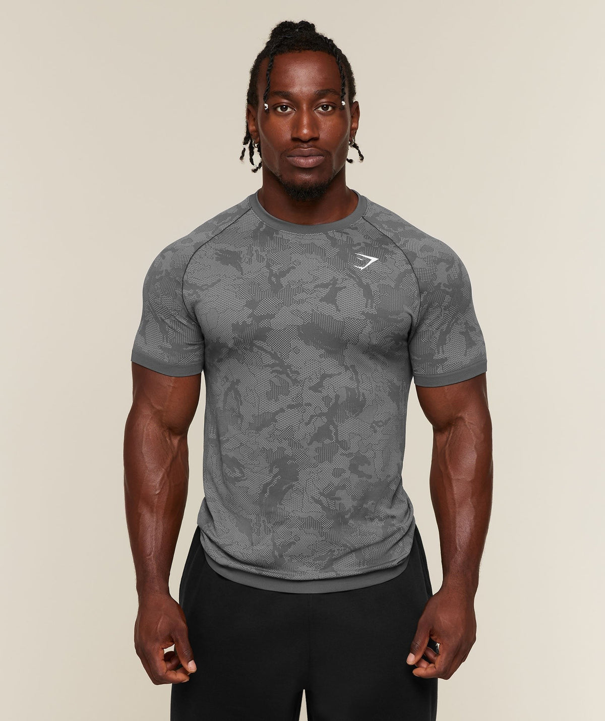 Gymshark Geo Seamless Tee - Dark Grey/Mist Grey