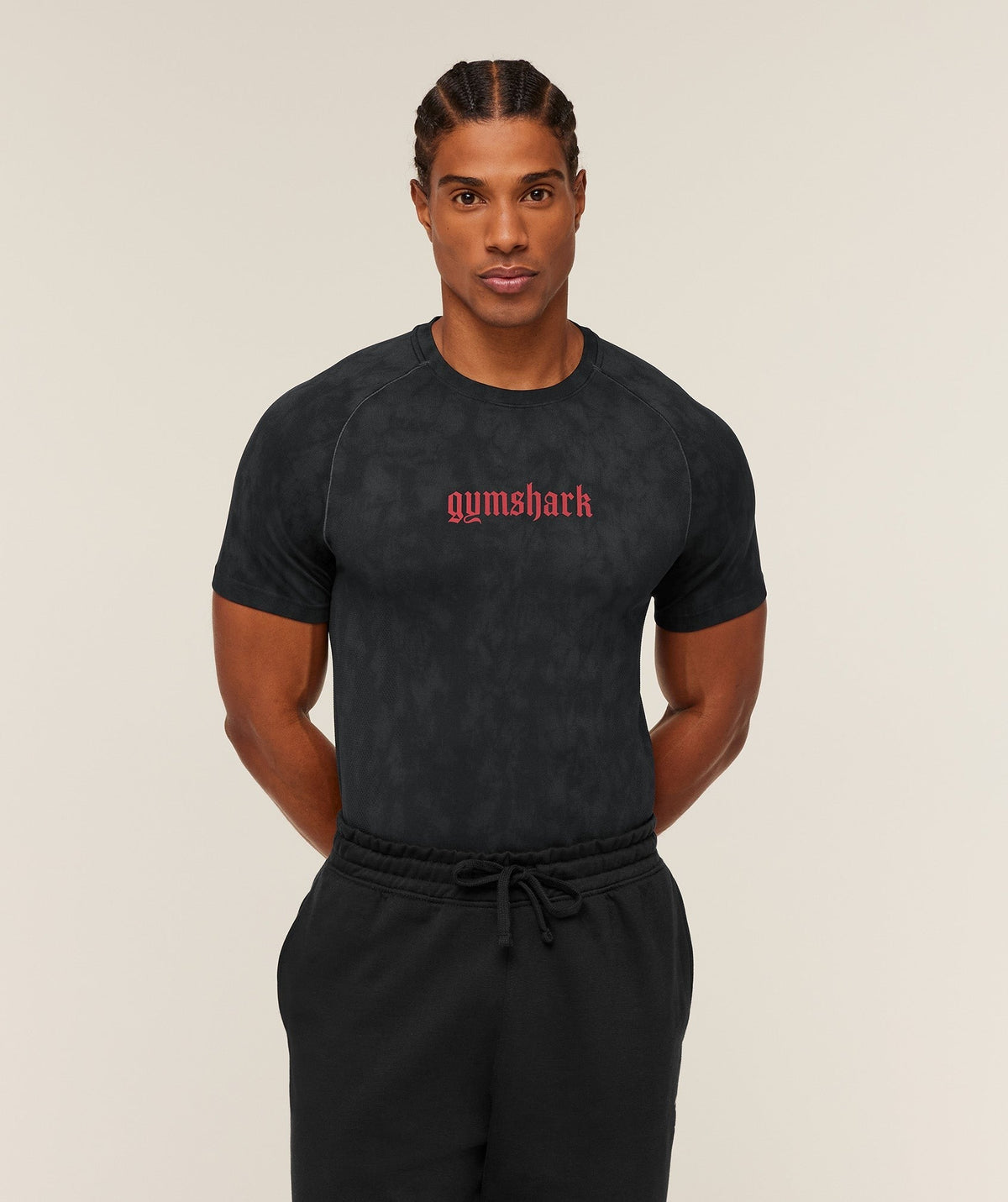Gymshark Grunge Seamless Tee - Black/Onyx Grey