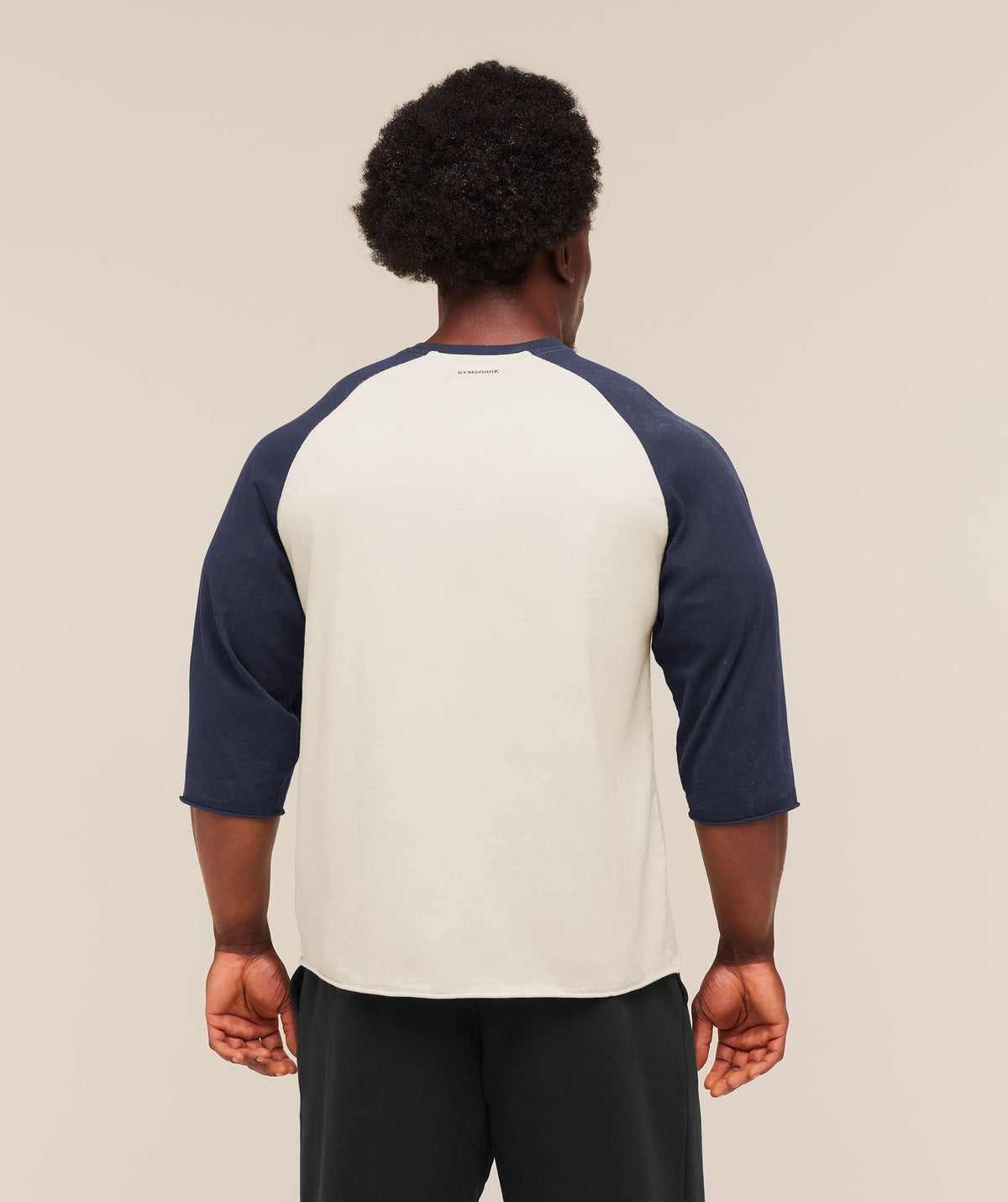 Gymshark Retro Collegiate 3/4 Sleeve Tee - Tinted White/Heavy Blue