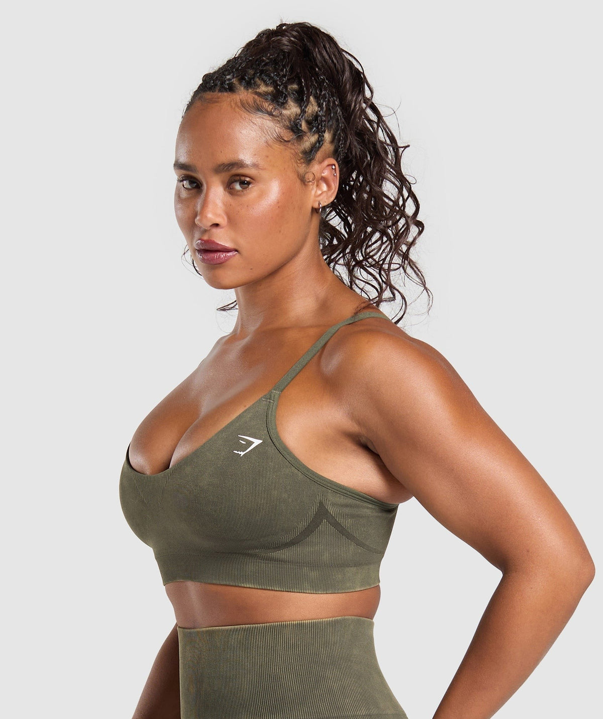 Gymshark Gains Seamless Washed Sports Bra - Strength Green/Wash