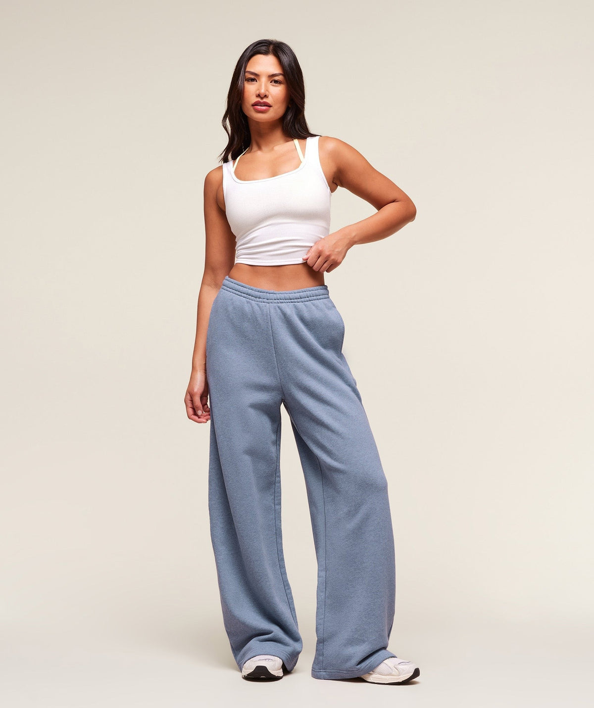 Gymshark Rest Day Sweats 2.0 Wide Leg Joggers - Bros Worn Blue Marl
