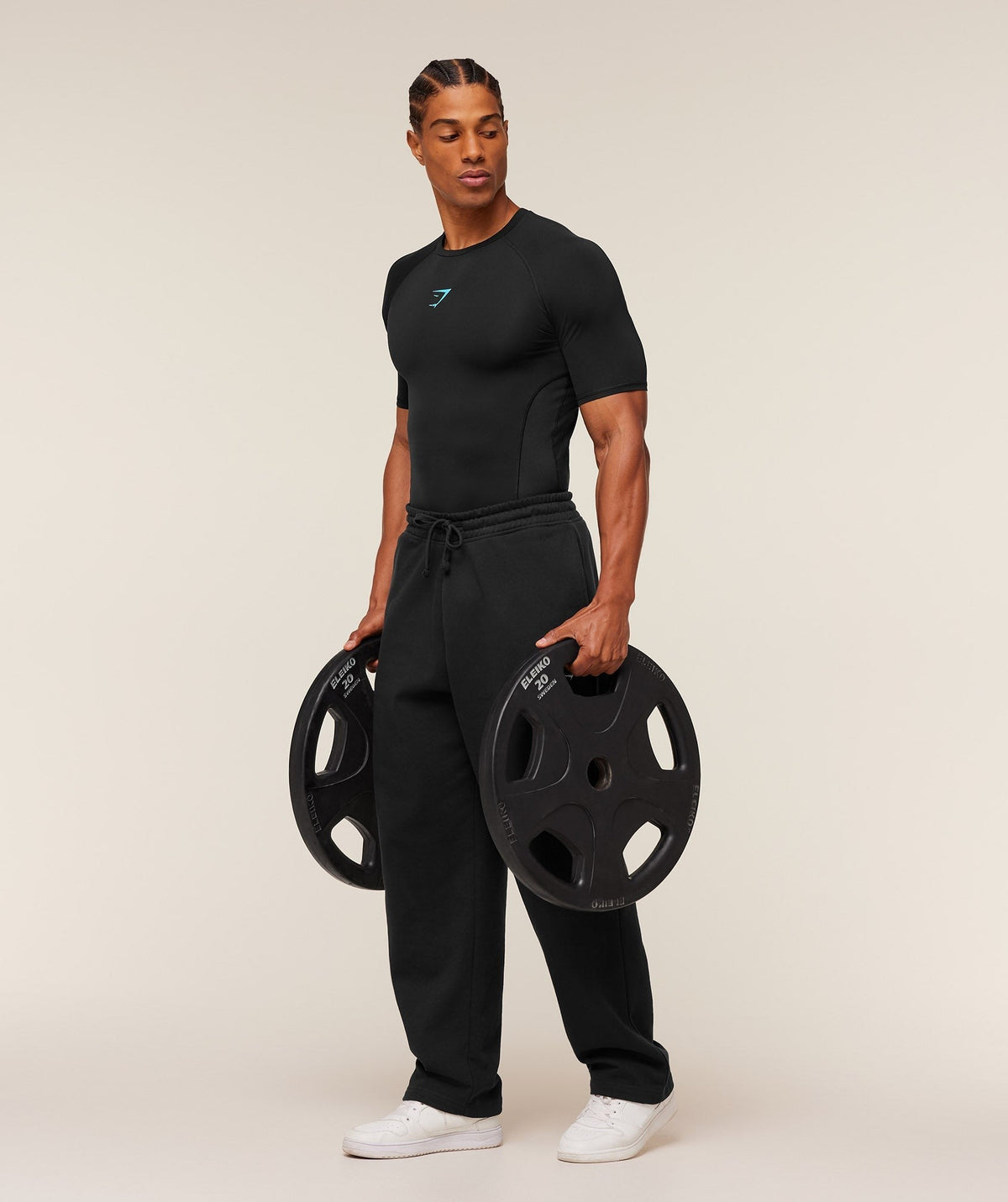 Gymshark Element Baselayer Tee - Black/Brand Blue