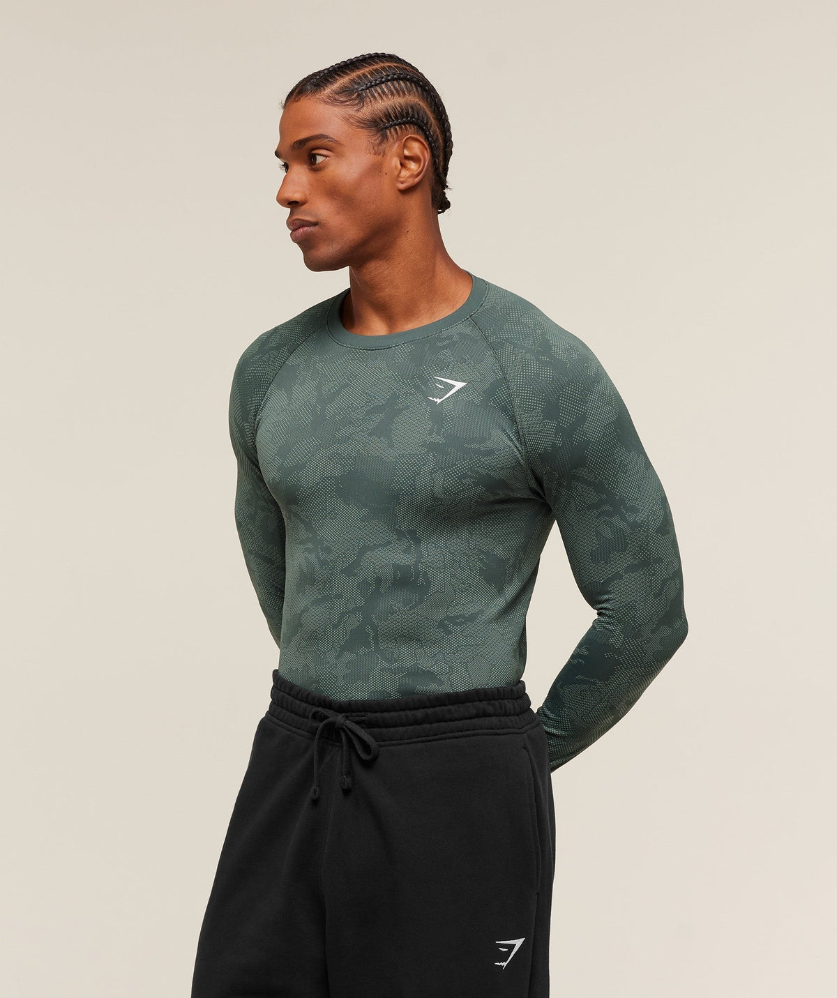 Gymshark Geo Seamless Long Sleeve Tee - Slate Teal/Denim Grey