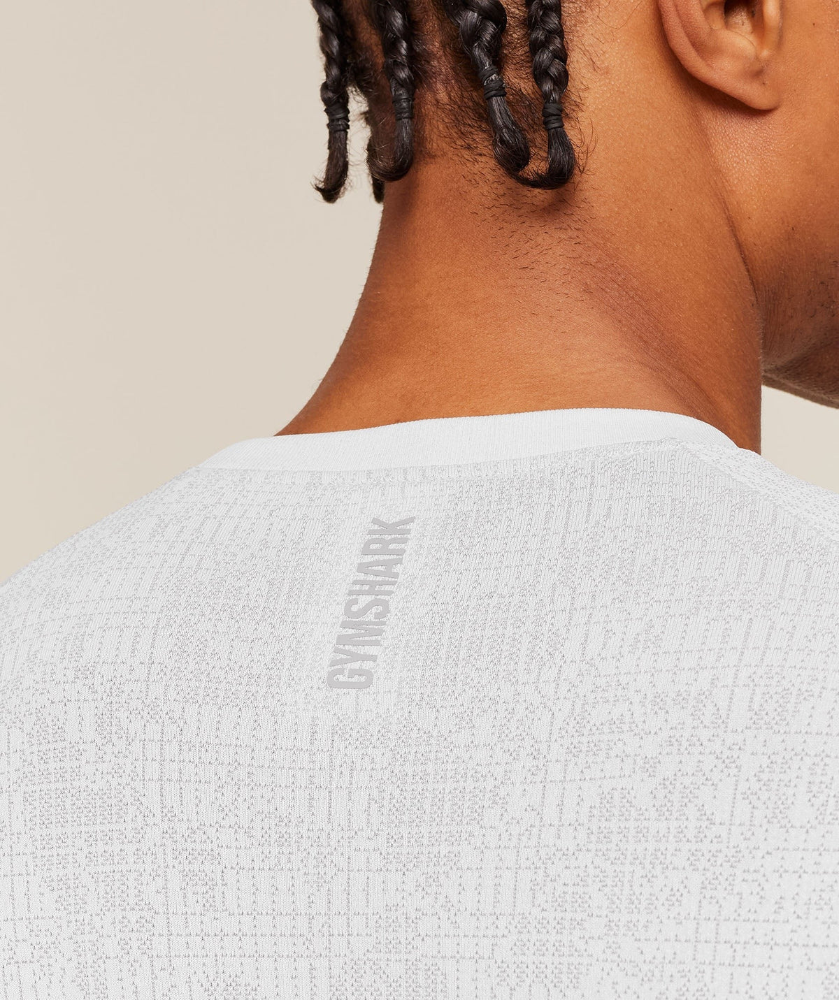 Gymshark Geo Seamless Grid Tee - White/Silver Grey