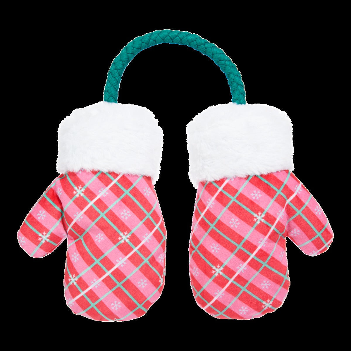 Barktic Mittens “Plaid Paw Warmers” Plush Tug Dog Toy