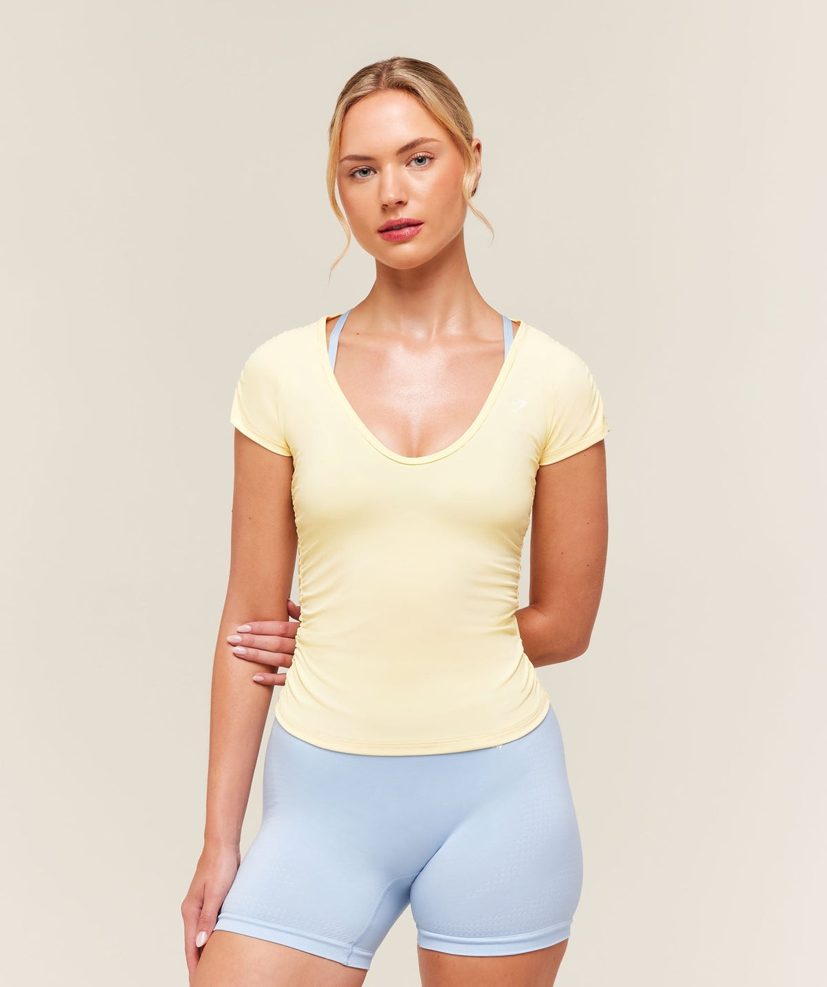 Gymshark Training Ruche Cap Sleeve Tee - Butter Yellow
