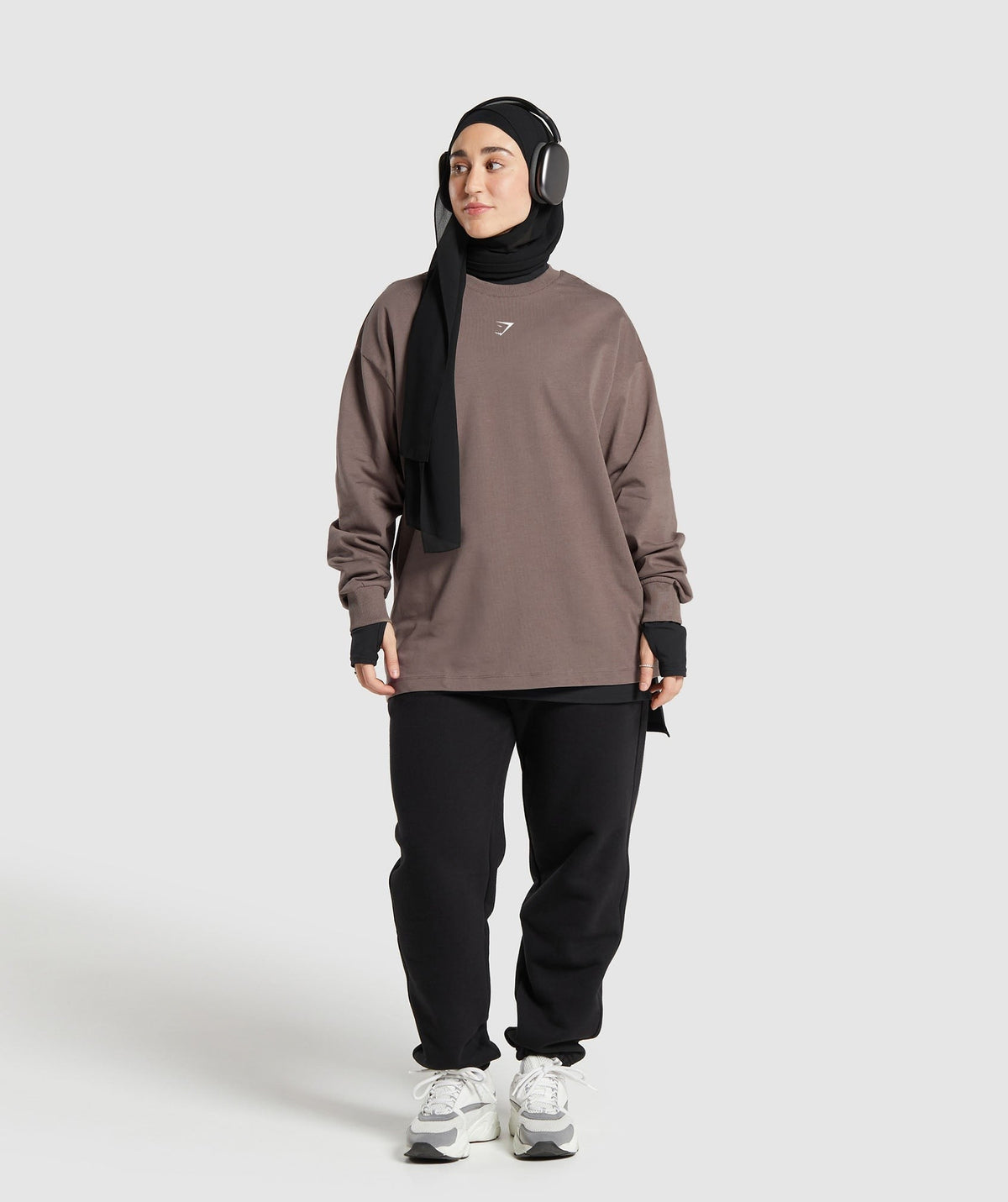 Gymshark X Leana Deeb Graphic Oversized Long Sleeve Top - Brown