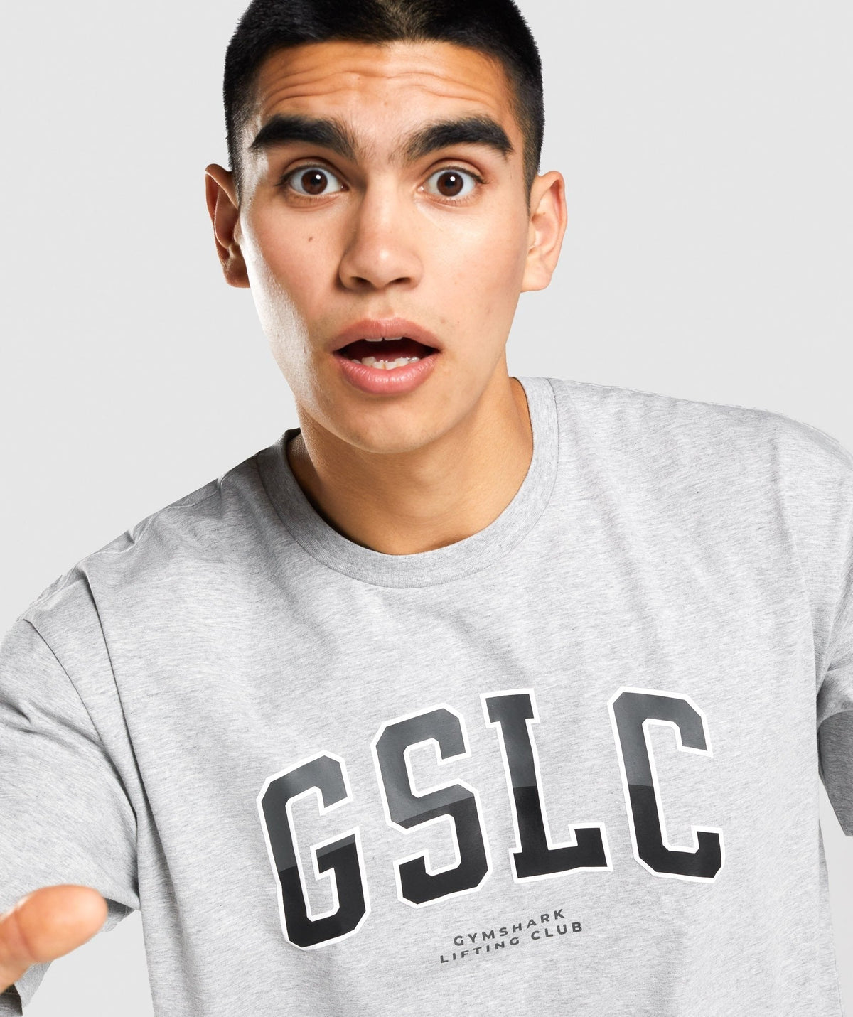 Gymshark GSLC Collegiate Oversized Tee - Light Grey Marl