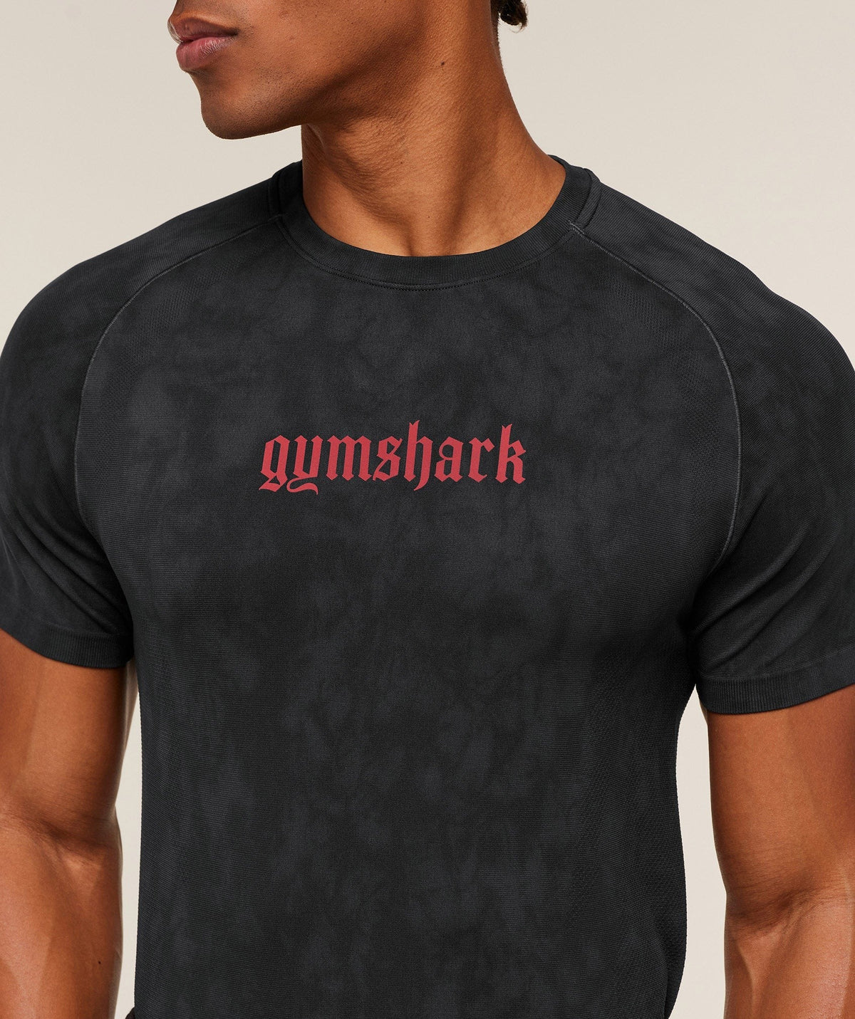 Gymshark Grunge Seamless Tee - Black/Onyx Grey