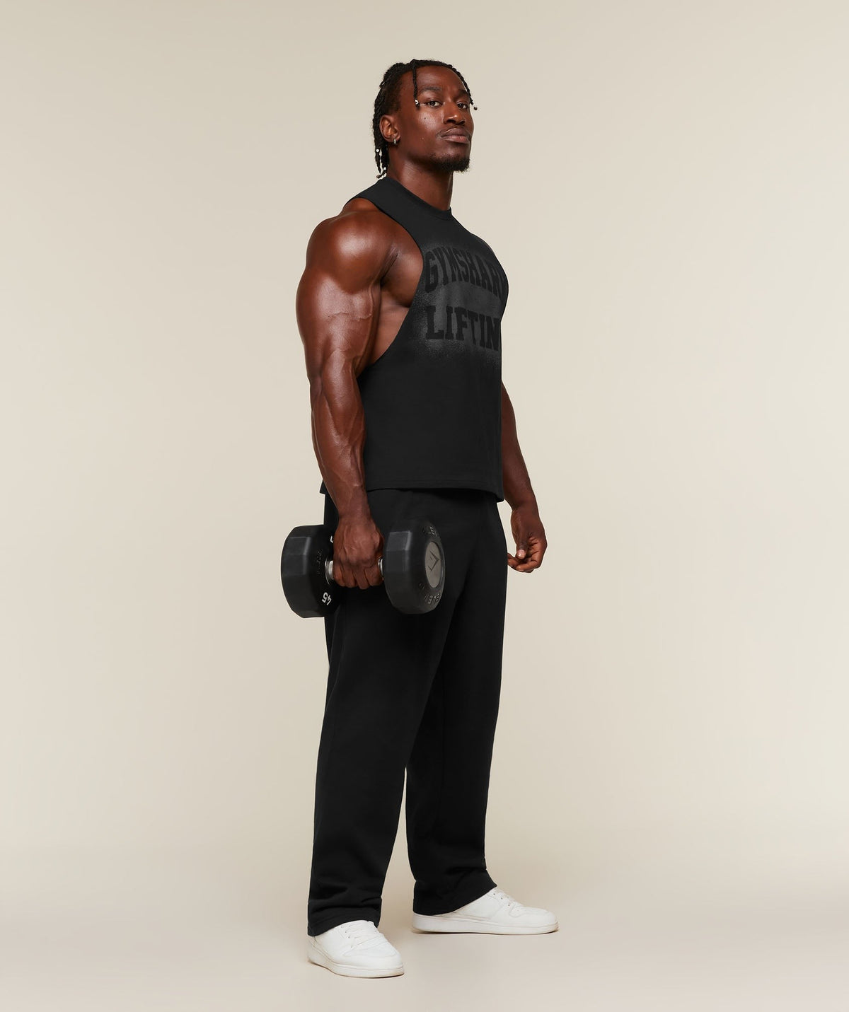 Gymshark Faded Lifting Graphic Drop Arm Tank - Black