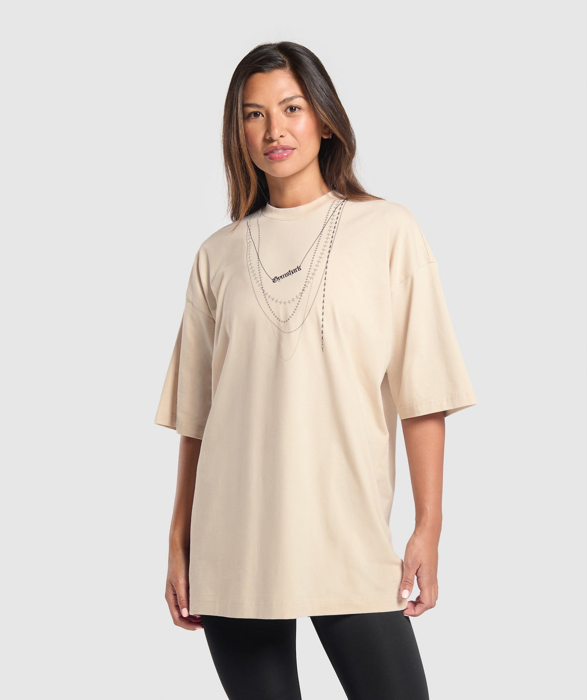 Gymshark Elevate Chain Oversized Tee - Cream Beige