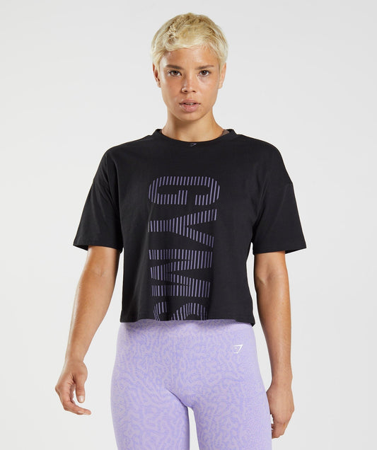 Gymshark 315 Midi Tee - Black/Mercury Purple