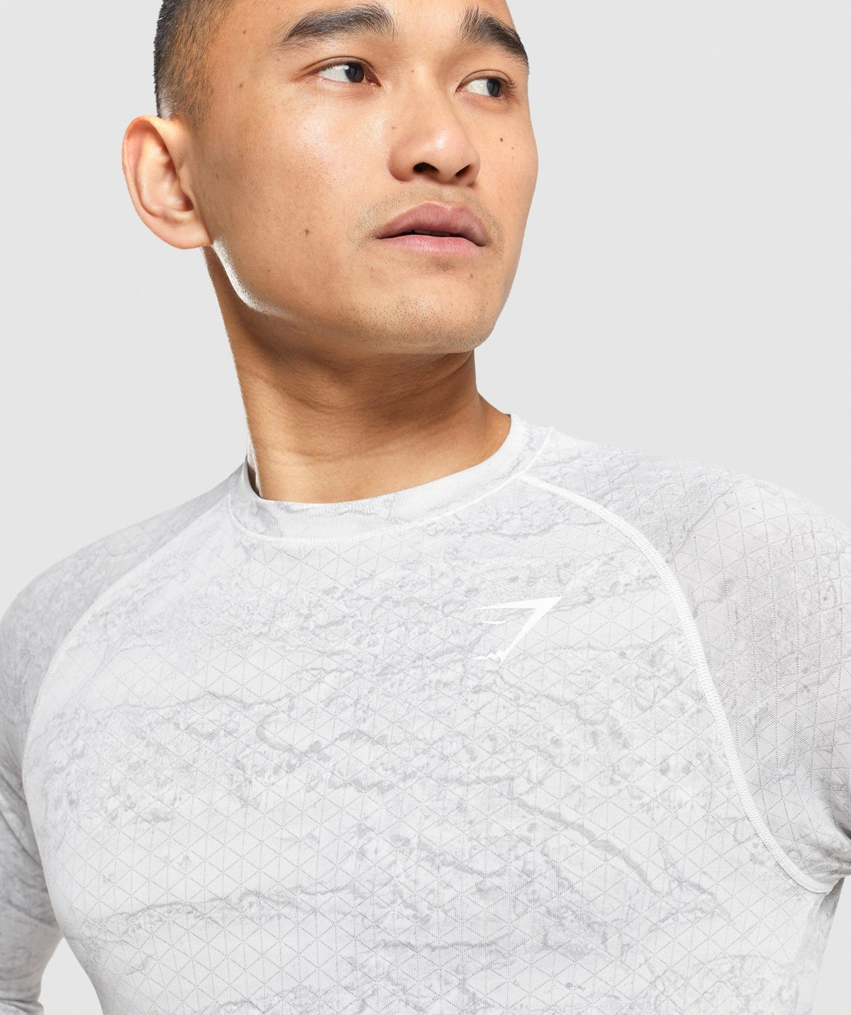 Gymshark Geo Seamless Long Sleeve Tee - Off White/Light Grey