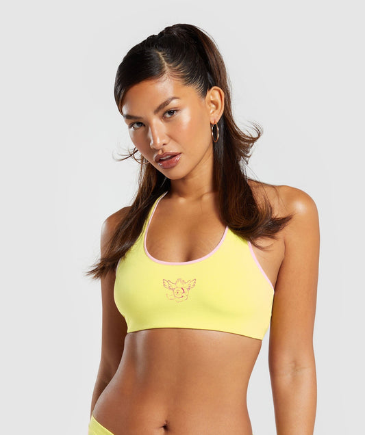 Gymshark Cotton Graphic Bralette - Lemon Yellow