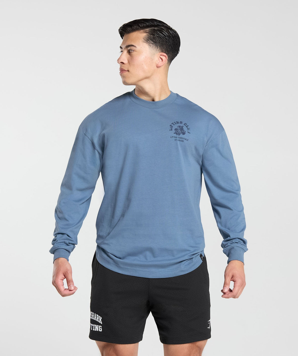 Gymshark Dumbbells Long Sleeve Tee. - Faded Blue