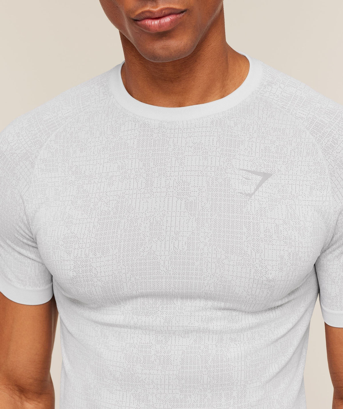 Gymshark Geo Seamless Grid Tee - White/Silver Grey