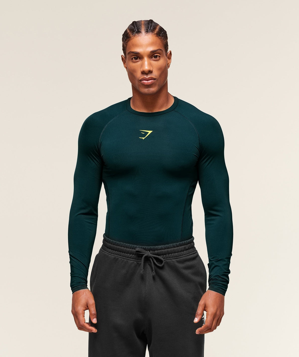 Gymshark Element Baselayer Long Sleeve Tee - Deep Petrol Blue/Sorbet Yellow