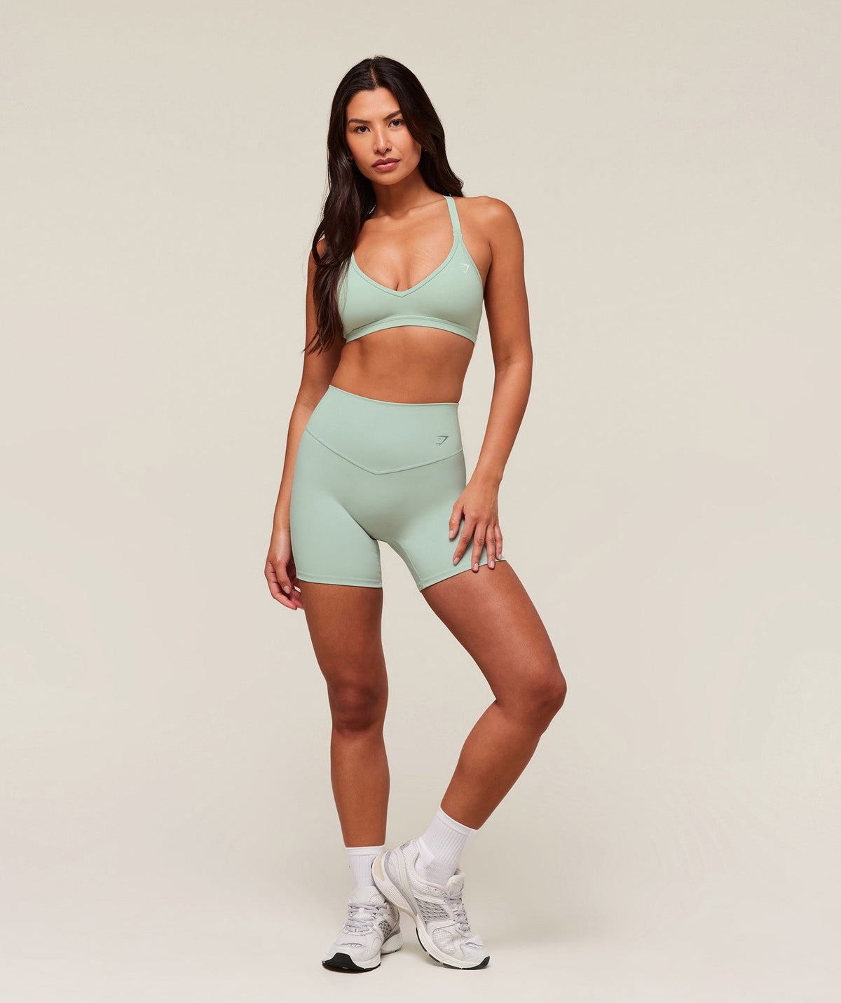 Gymshark Cotton Blend Racerback Sports Bra - Morning Blue