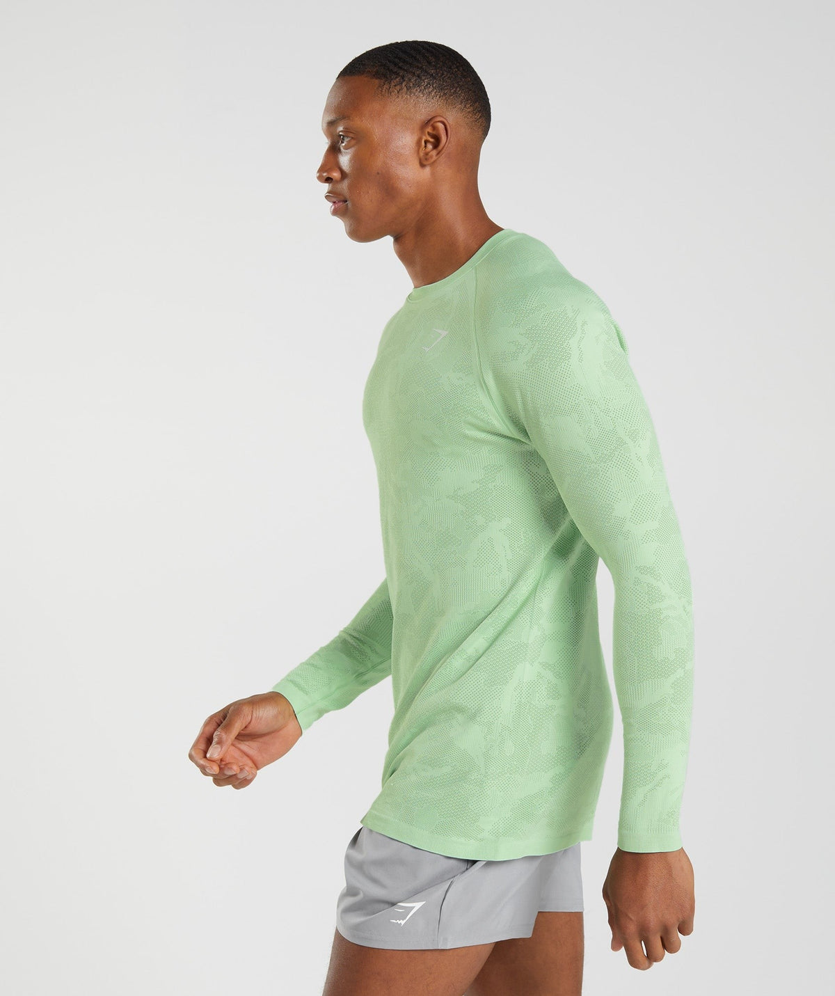 Gymshark Geo Seamless Long Sleeve Tee - Aloe Green/Tea Green