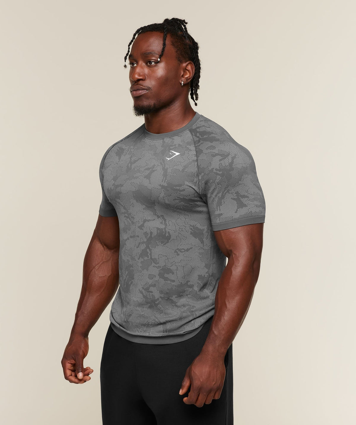 Gymshark Geo Seamless Tee - Dark Grey/Mist Grey