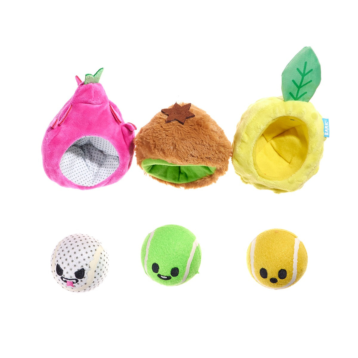 Fruity Cutie Tropical Trio Plush Multi-Part + Fetch Dog Toy