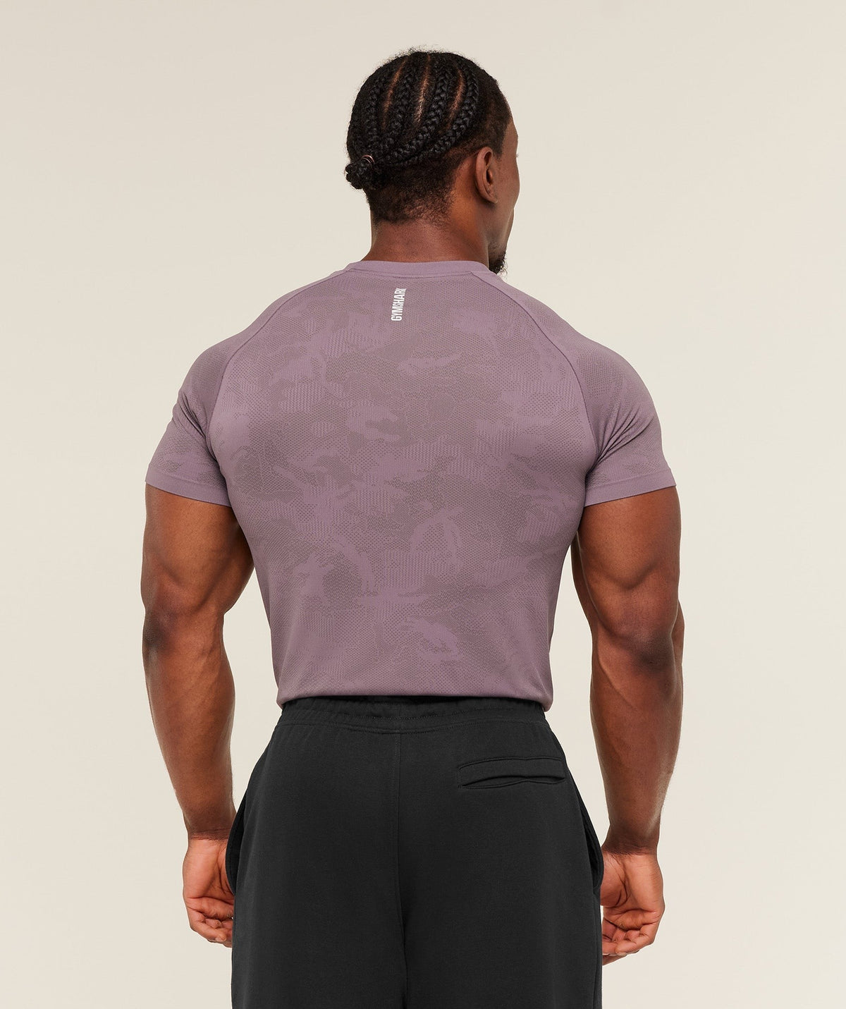 Gymshark Geo Seamless Tee - Dusk Purple/Cool Brown