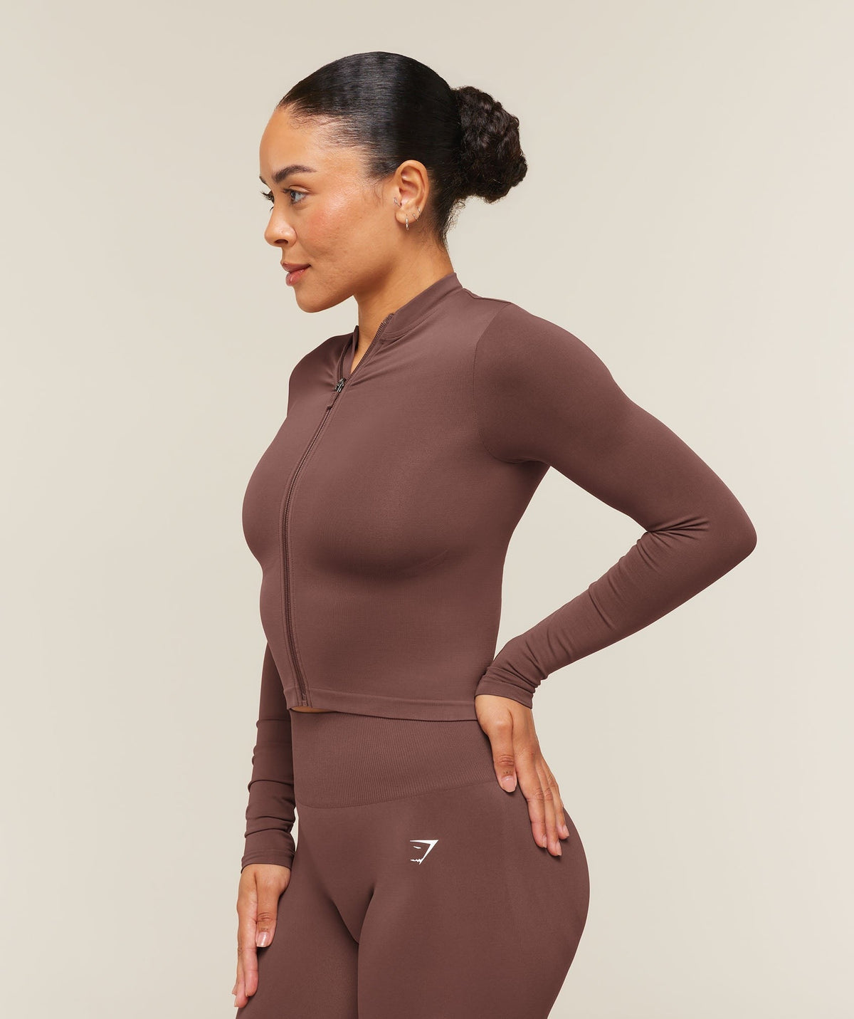Gymshark Everyday Seamless Zip Tracktop - Espresso Brown
