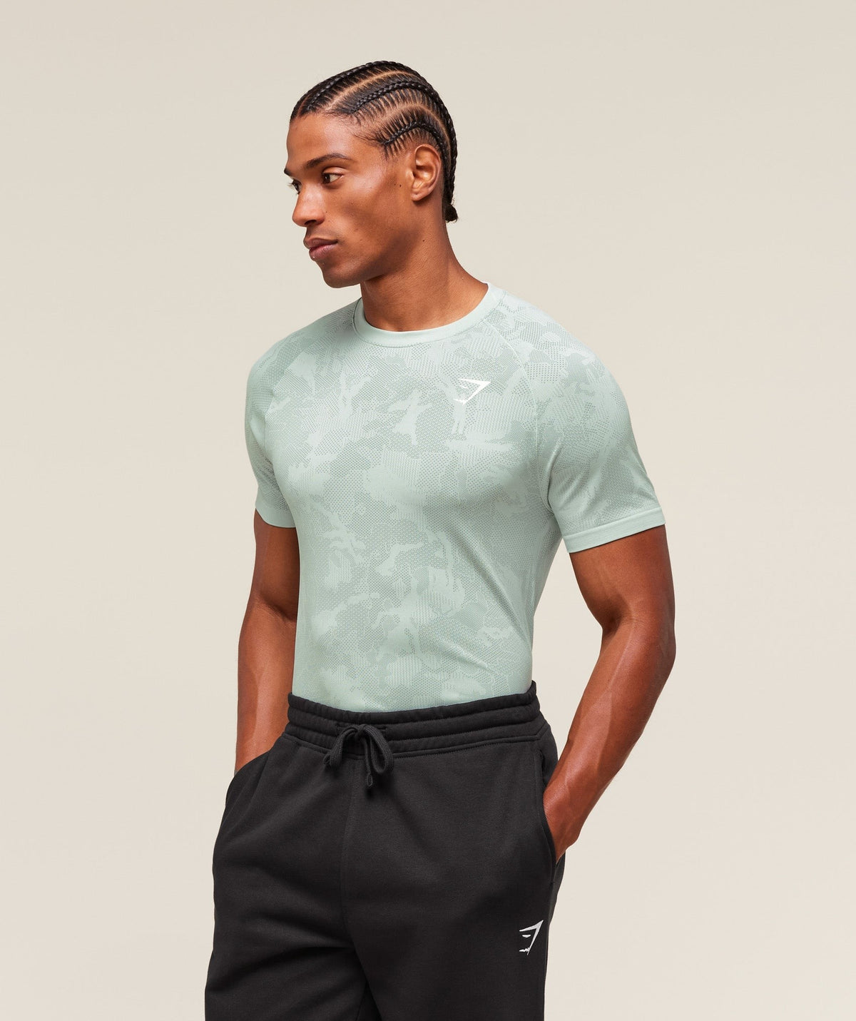 Gymshark Geo Seamless Tee - Morning Blue/Celeste Blue
