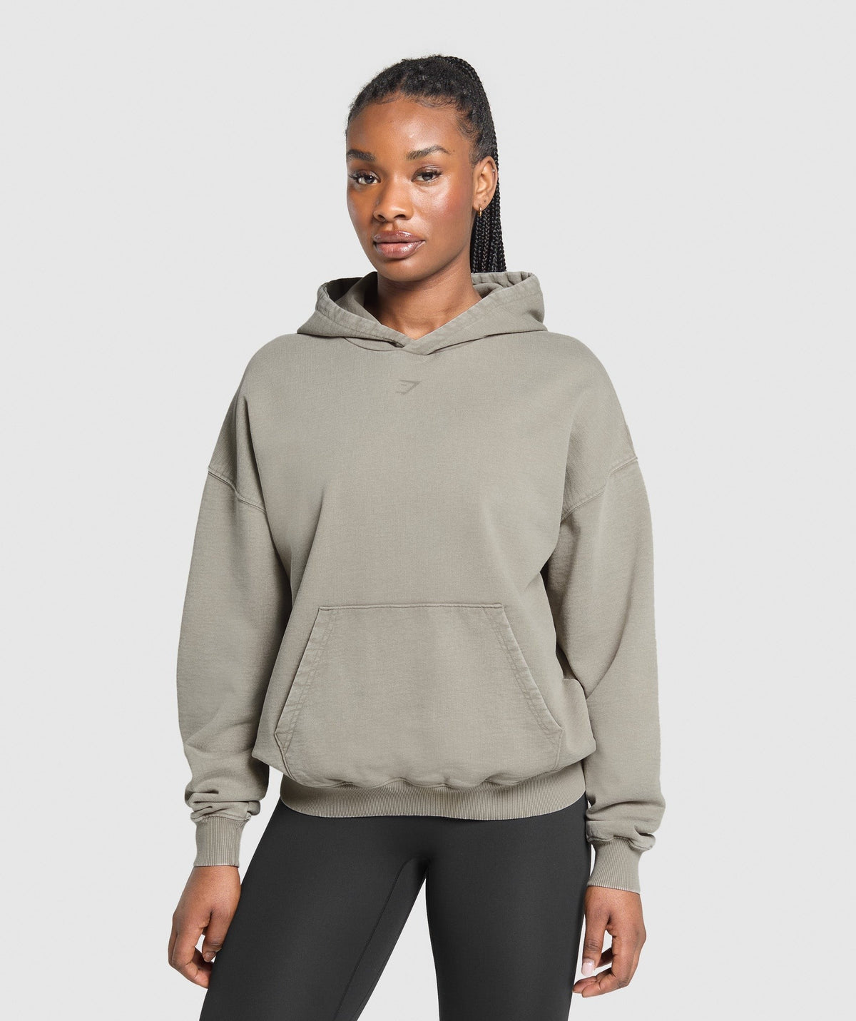 Gymshark 66 Washed Graphic Oversized Hoodie - Linen Brown/Wash