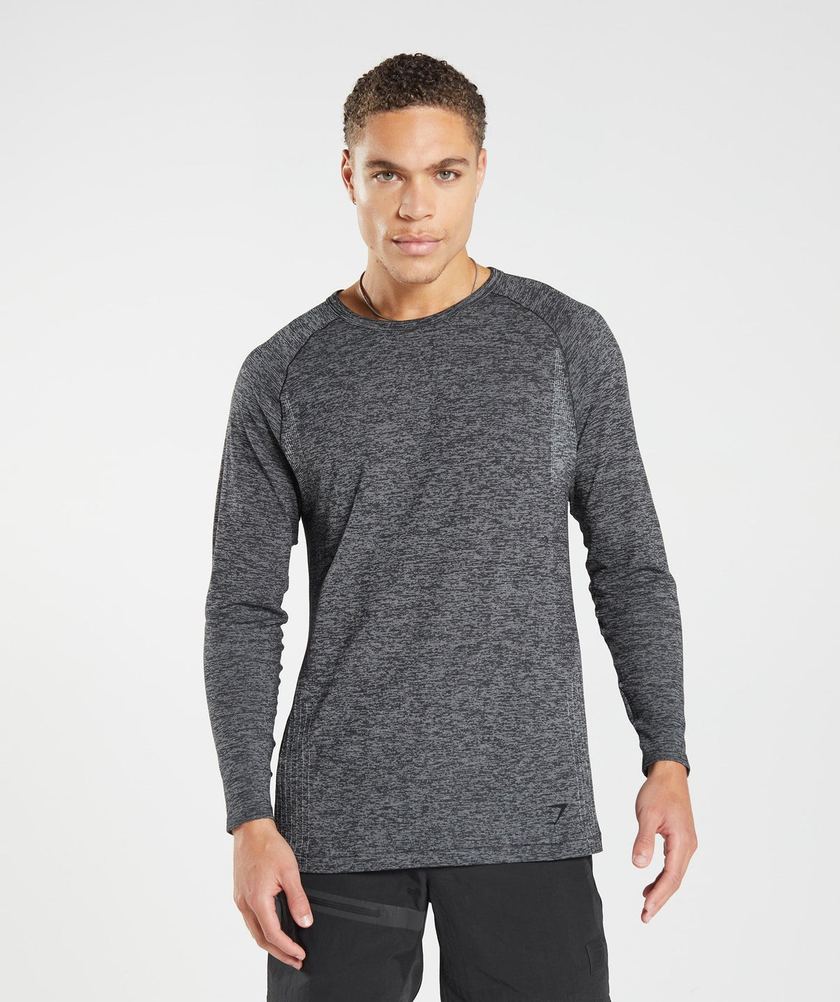 Gymshark Retake Seamless Long Sleeve Tee - Black/White Marl