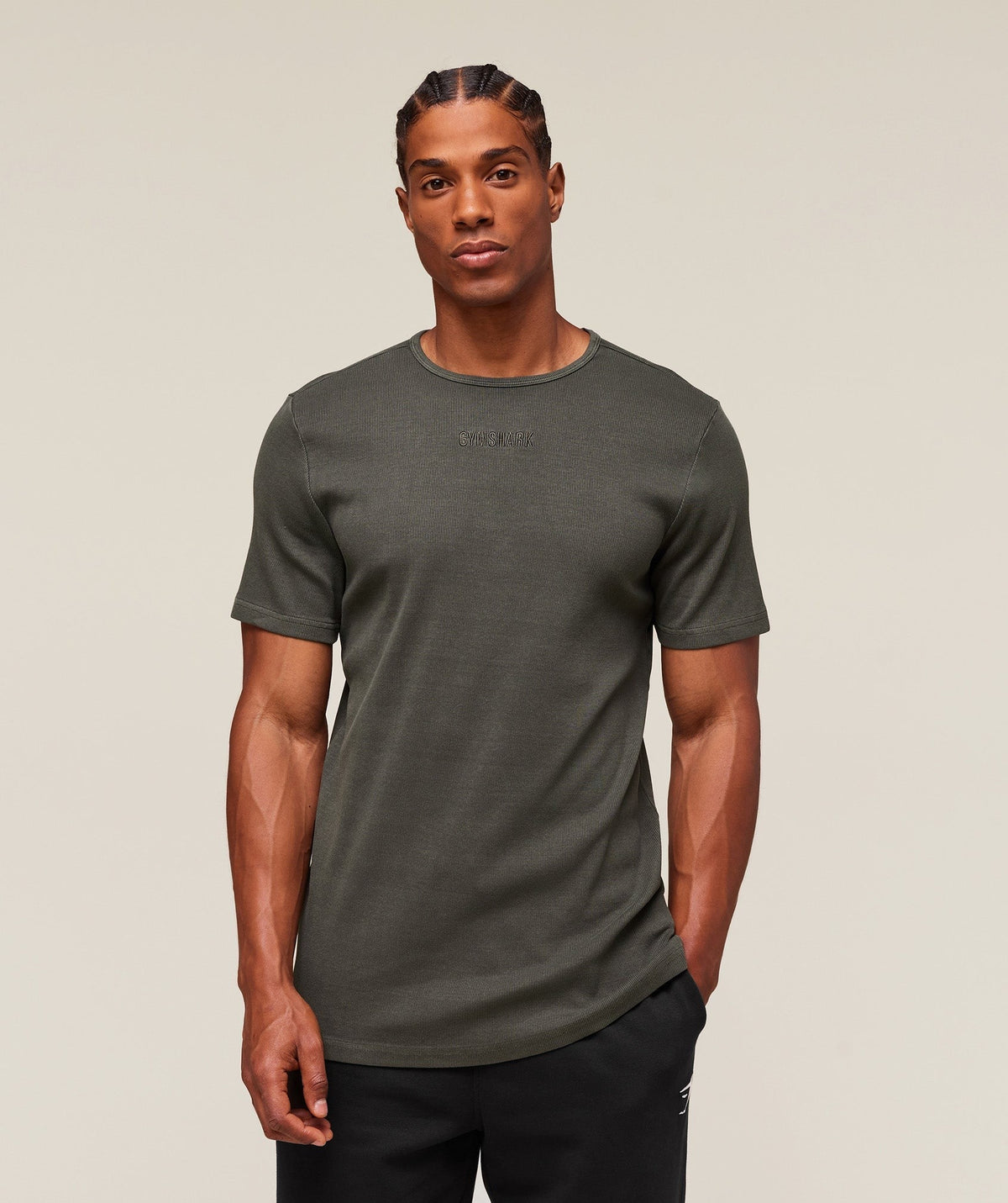 Gymshark Premium Washed Ribbed Tee - Strength Green