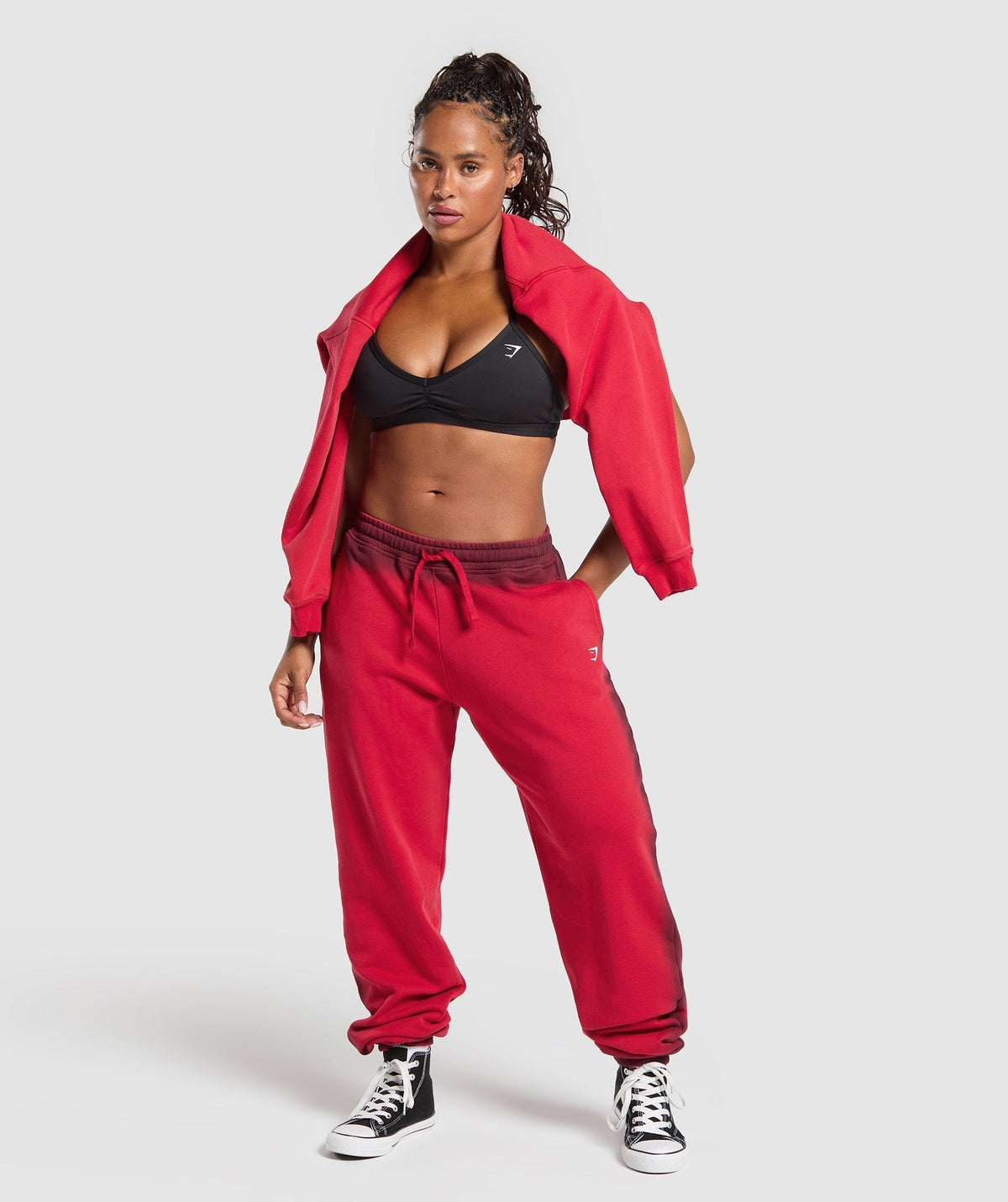 Gymshark Gains Washed Loopback Joggers - Conditioning Red/Sets Red/Spray Dye