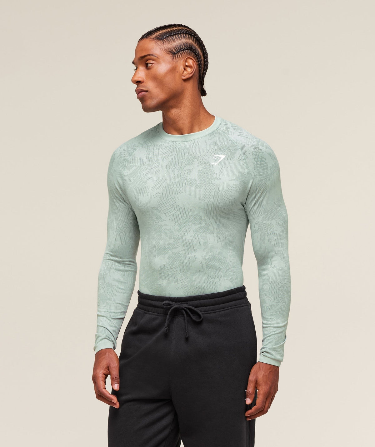 Gymshark Geo Seamless Long Sleeve Tee - Morning Blue/Celeste Blue
