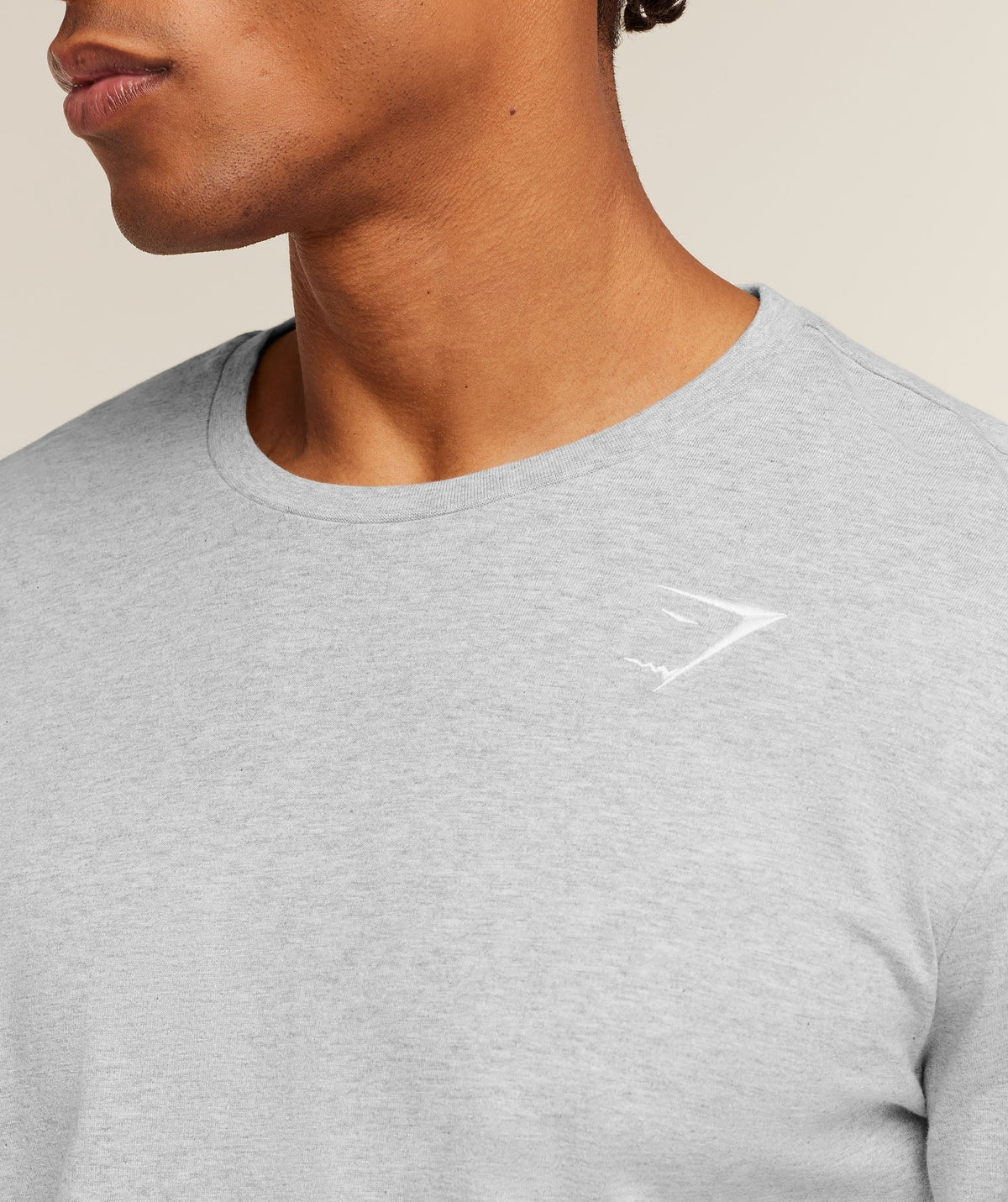 Gymshark Crest Long Sleeve Tee - Light Grey Marl