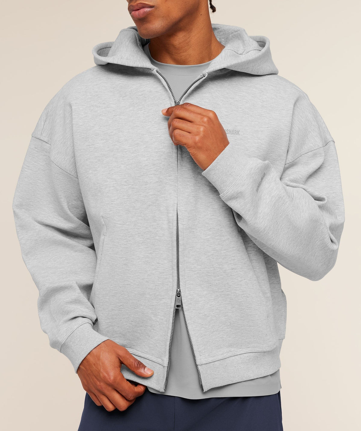 Gymshark Evolve Lightweight Zip Through Hoodie - Soft Grey Marl