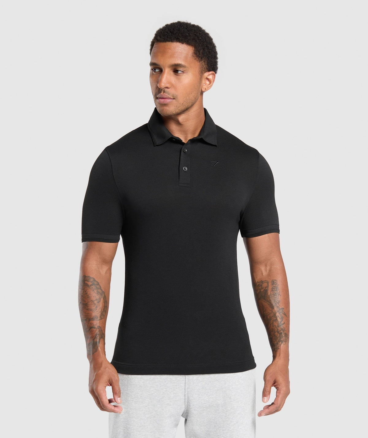 Gymshark Flat Knit Polo Shirt - Black