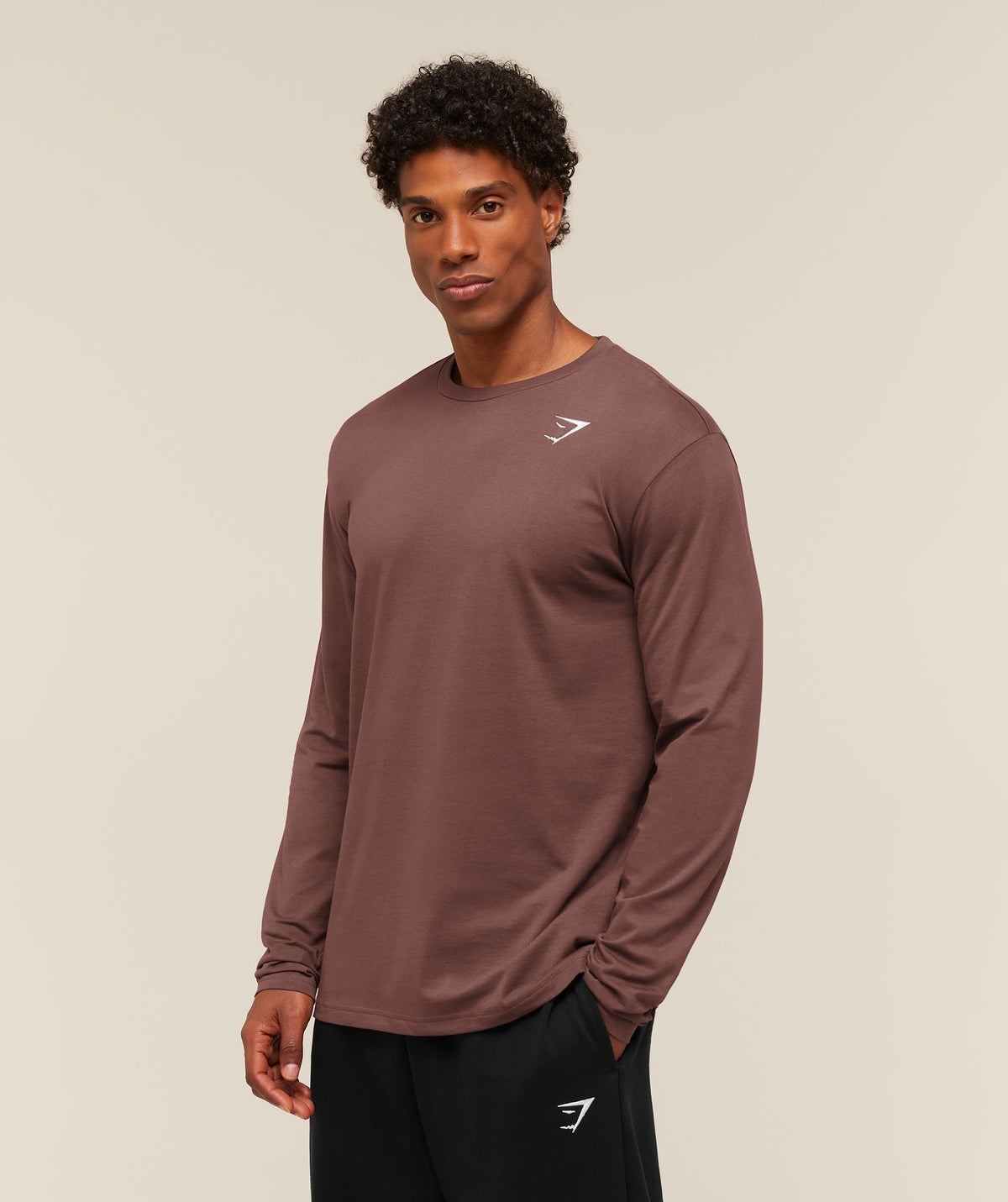 Gymshark Crest Long Sleeve Tee - Espresso Brown