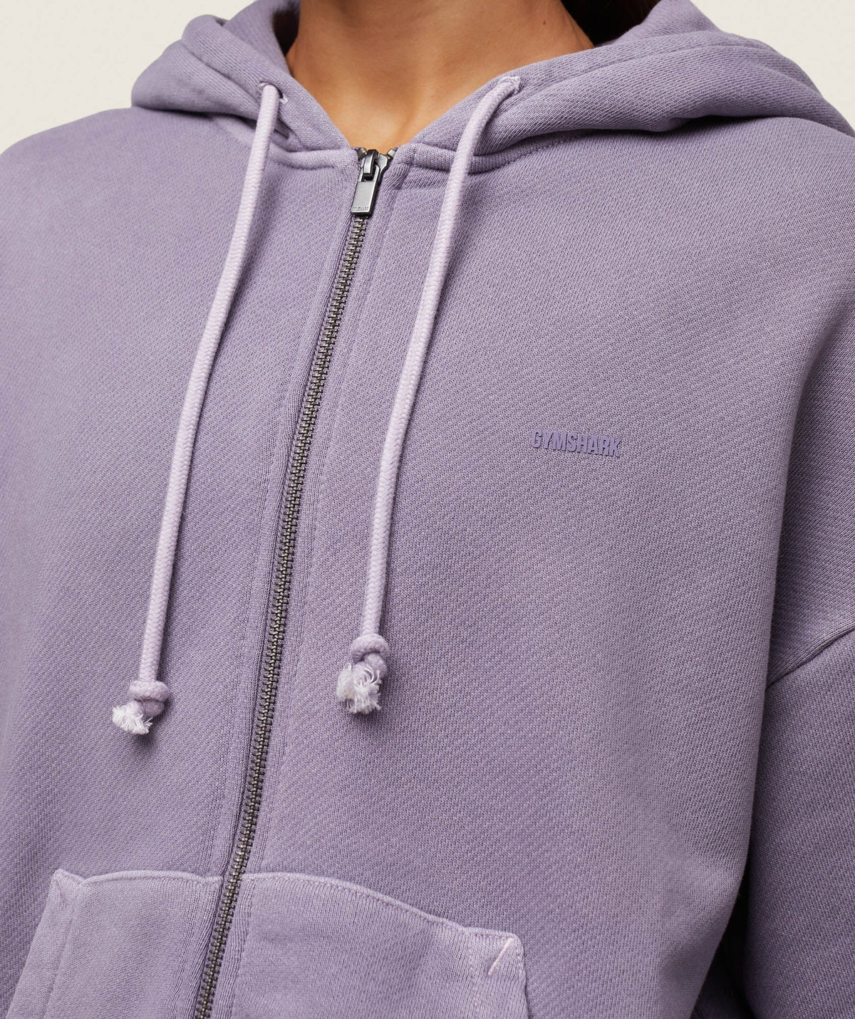 Gymshark Comfort Oversized Full Zip Hoodie - Fog Purple/Pigment Garment Dye + Wash