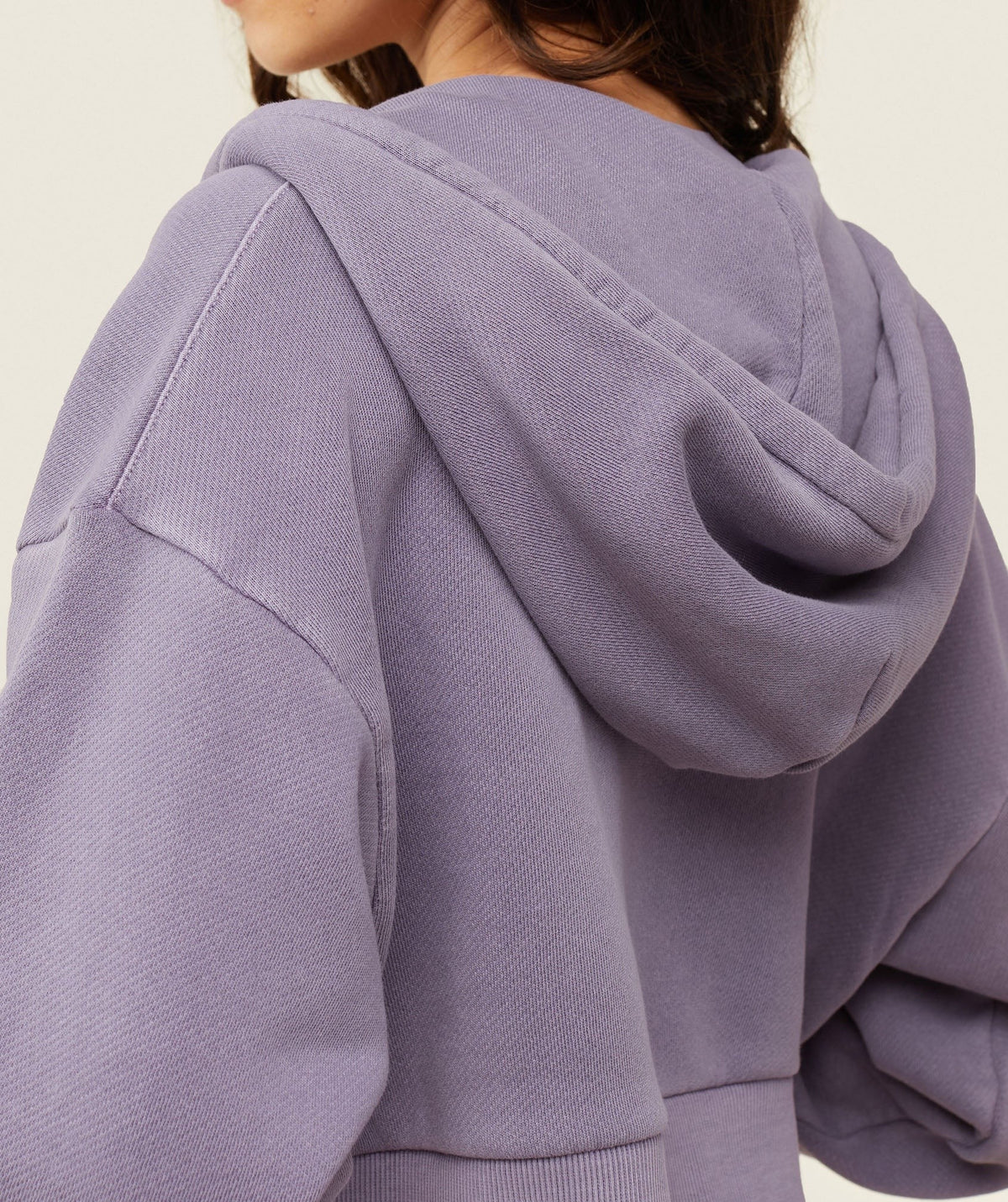 Gymshark Comfort Cropped Full Zip Hoodie - Fog Purple/Pigment Garment Dye + Wash