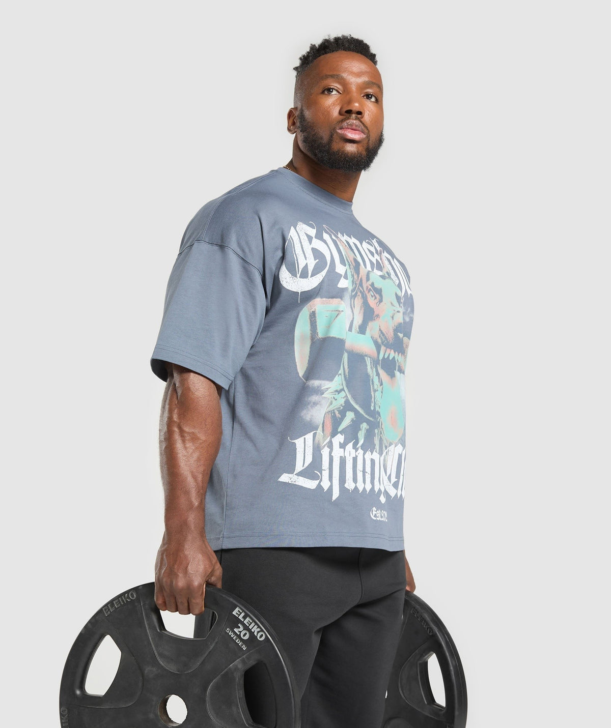 Gymshark Doberman Graphic Tee - Iron Blue