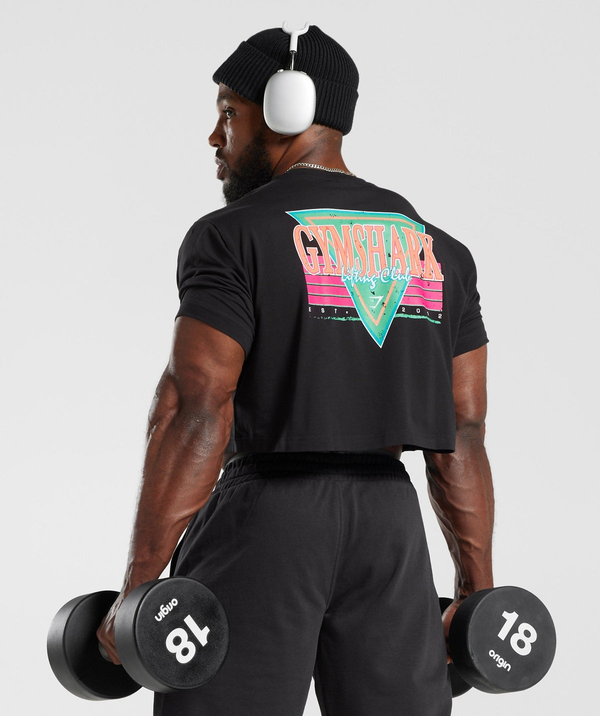 Gymshark Retrowave Crop Tee - Black