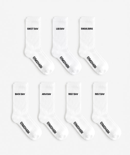 Gymshark Graphic Crew Socks 7PK - White