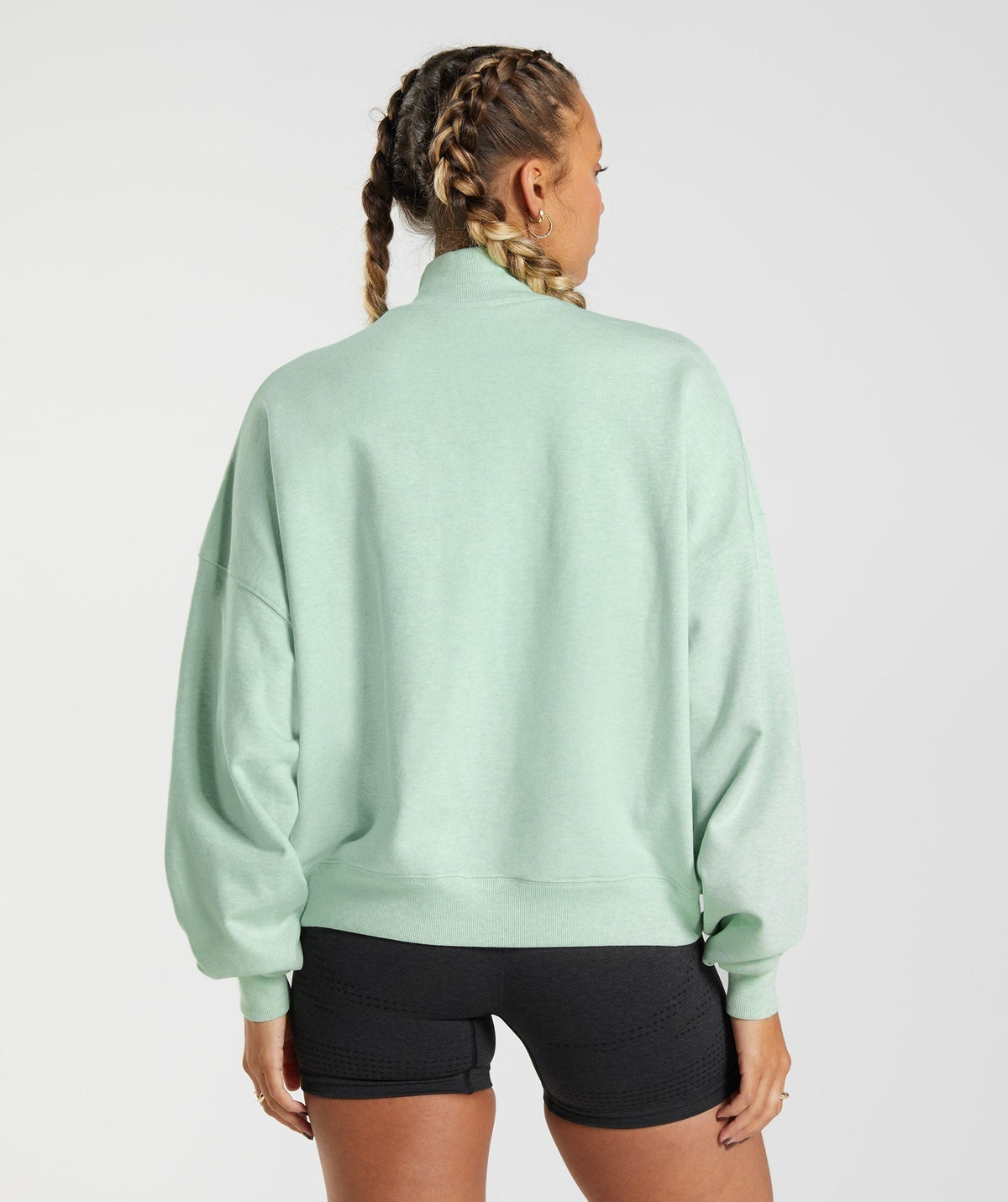 Gymshark Rest Day Sweats 1/2 Zip Pullover - Bros Refreshing Green Marl