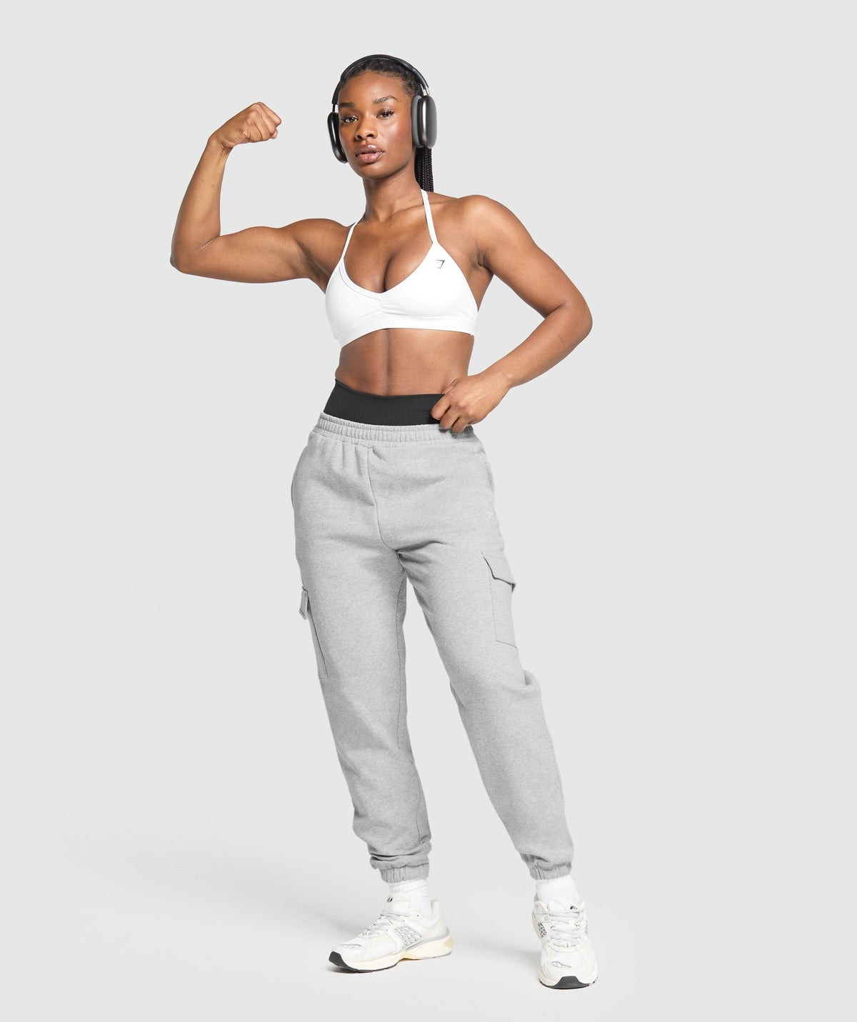 Gymshark Fleece Cargo Joggers - Light Grey Core Marl