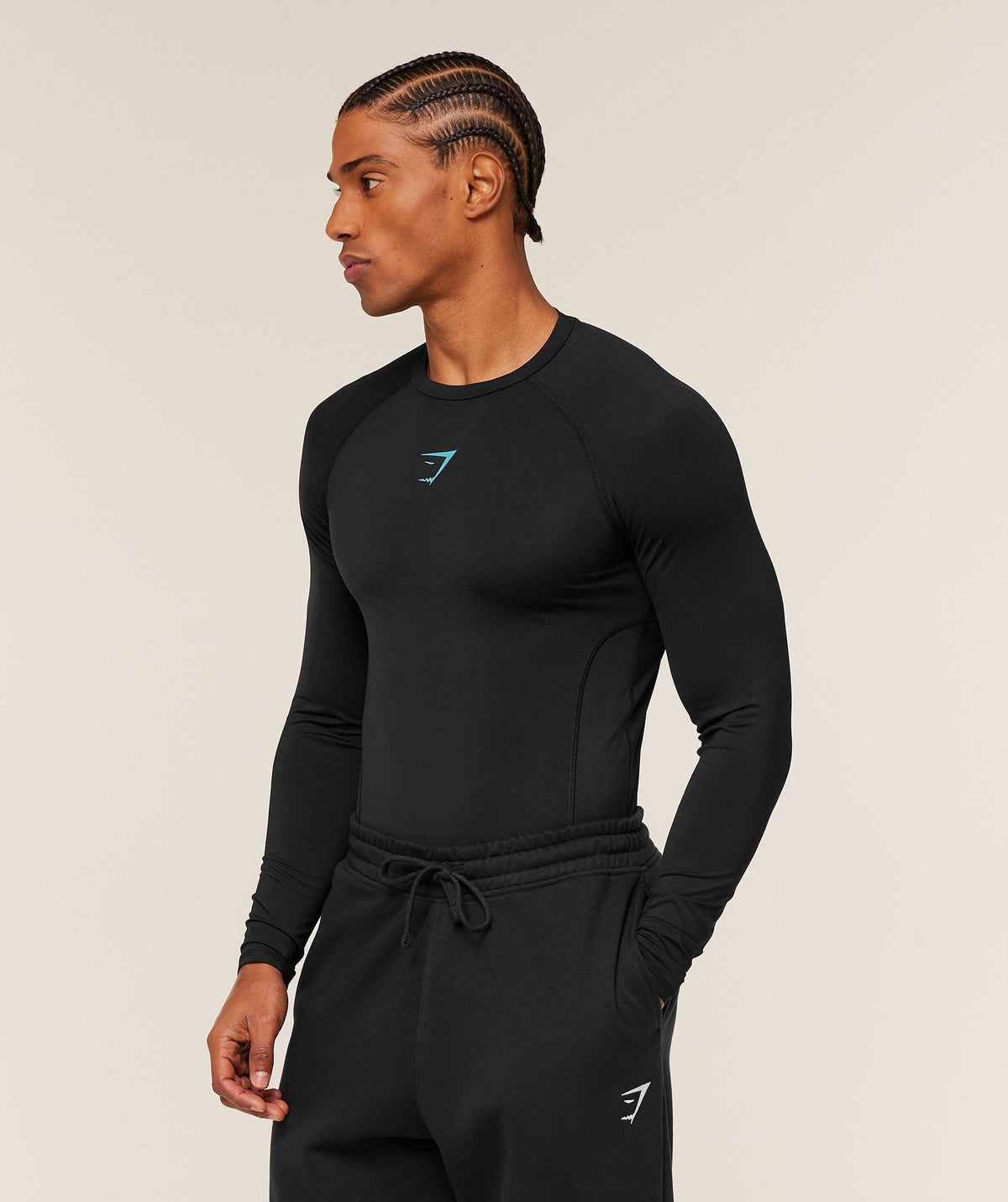 Gymshark Element Baselayer Long Sleeve Tee - Black/Brand Blue