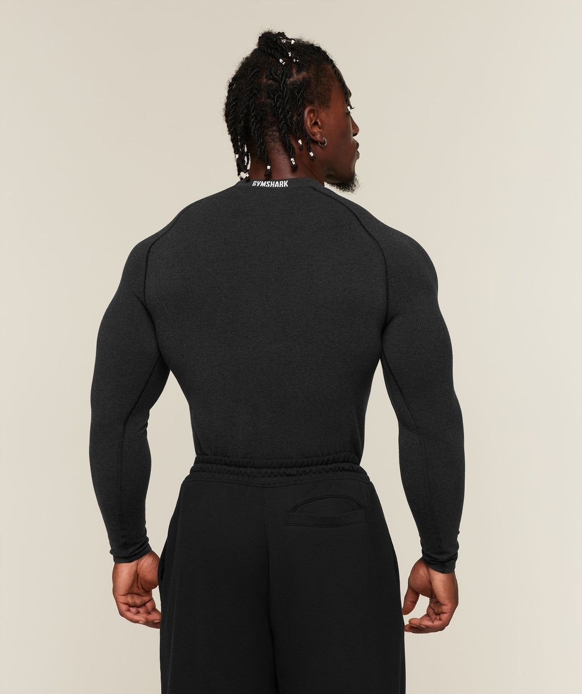 Gymshark Cotton Seamless Long Sleeve Tee - Black Marl