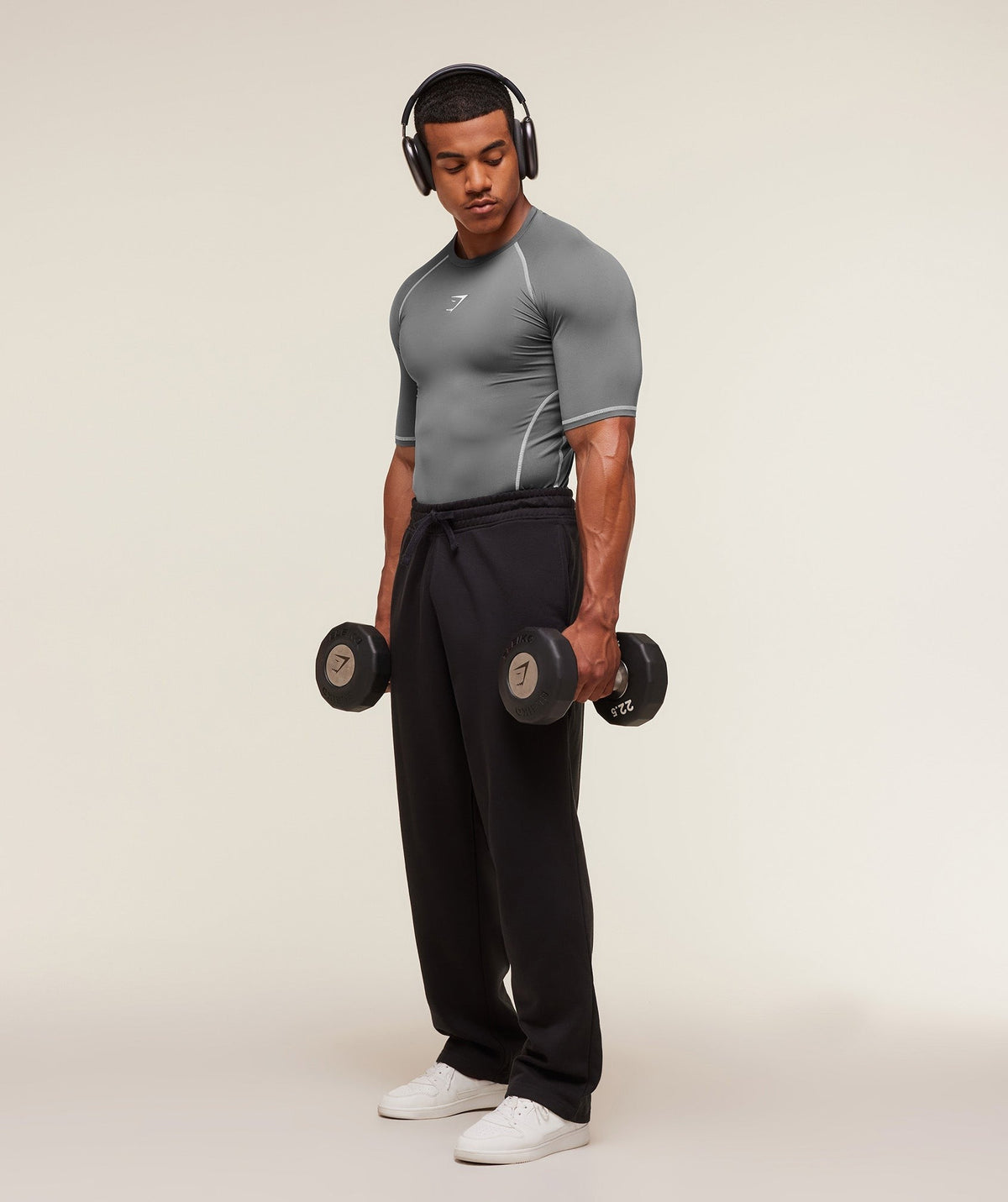 Gymshark Element Baselayer Tee - Pitch Grey/White