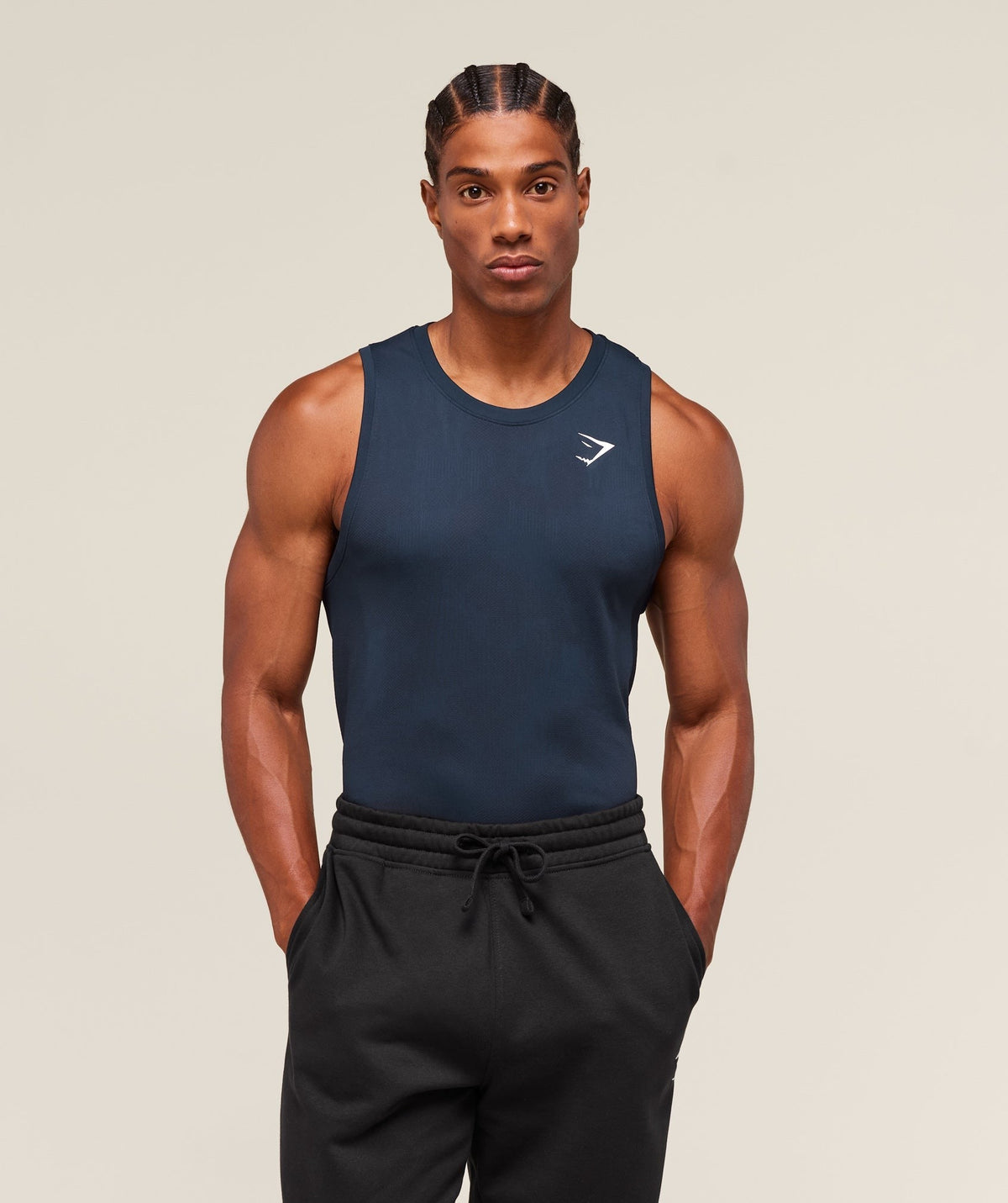 Gymshark Geo Seamless Tank - Navy/Heavy Blue