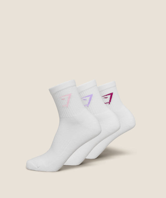 Gymshark Midi Socks 3pk - Haze Pink/Pace Purple/Strength Pink