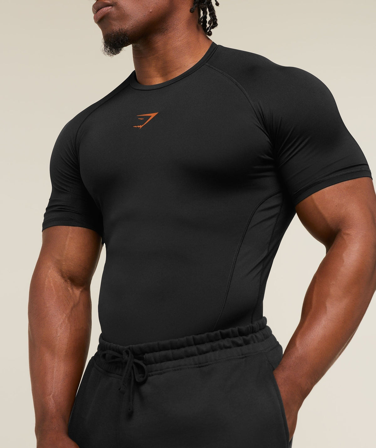 Gymshark Element Baselayer Tee - Black/Nutmeg Orange
